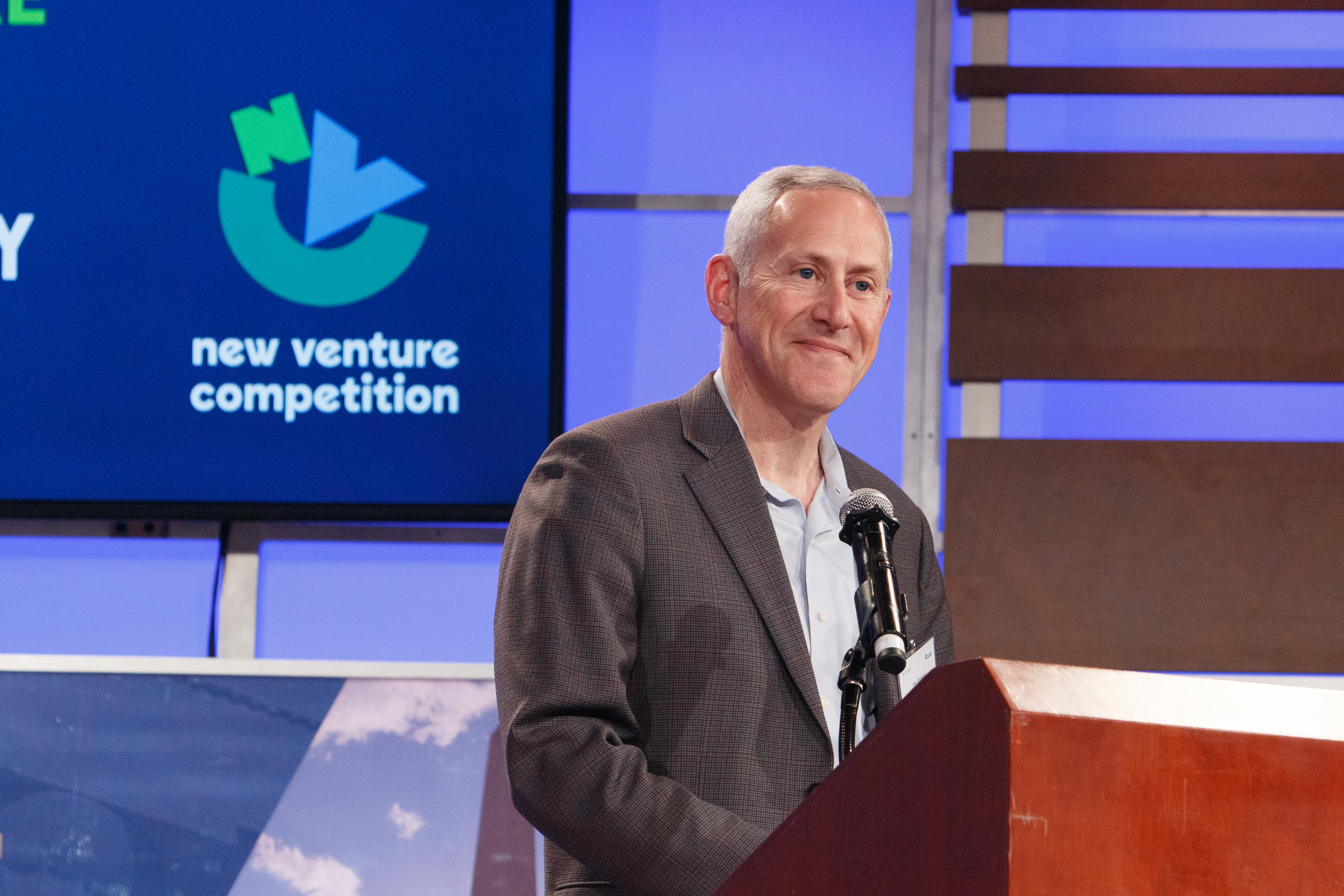 Ken Shimberg announcing winners of the 2024 New Venture Competition Finals